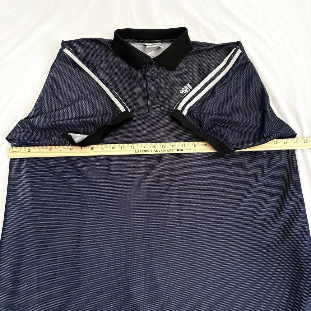 Vintage Y2k‎ Adidas Mens 2XL Blue Striped Polo Shirt Shiny Collared Heavy Sports